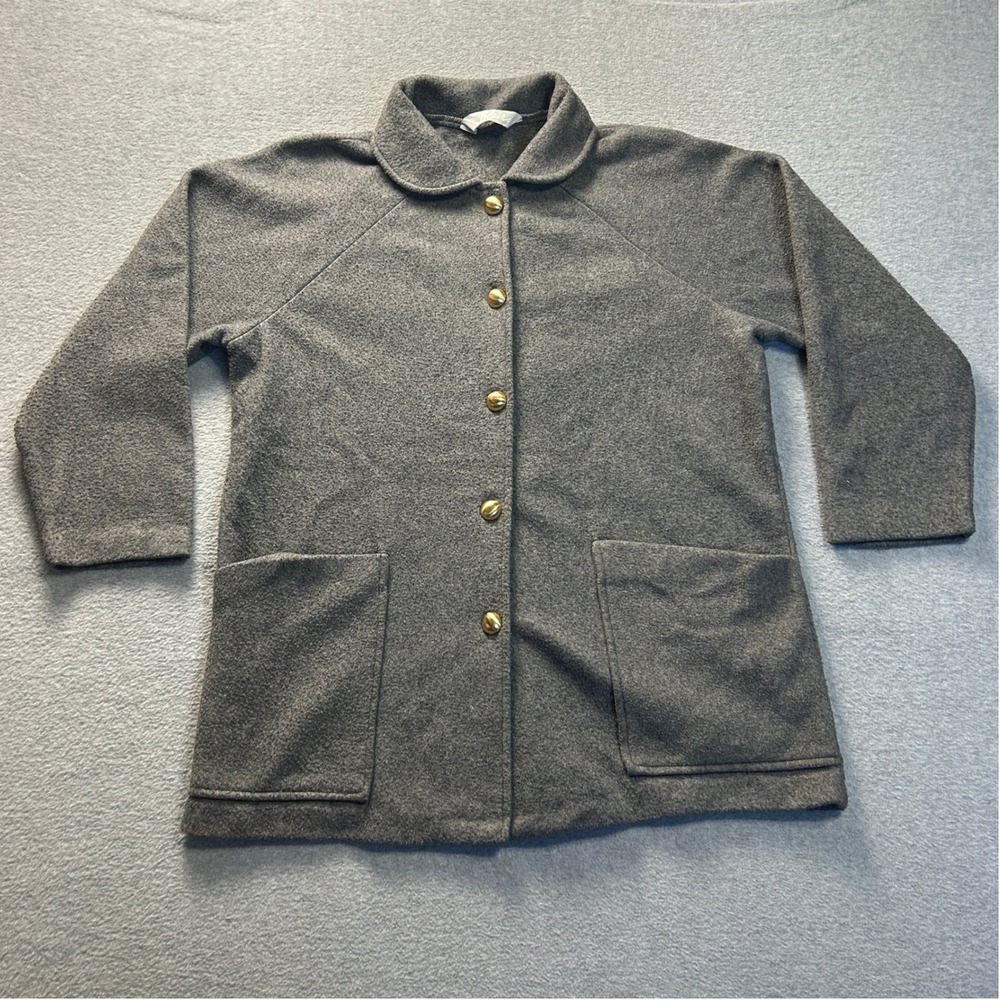 Blair Fleece Coat Jacket Womens Gray XL Collared Snap Front Cozy Winter‎ Pockets